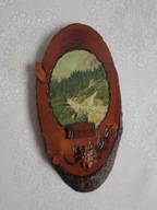 Ozdoba, obrazek na ścianę z widokiem z Tatr - z czasów PRL