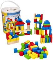 KLOCKI DREWNIANE WOODYLAND W WIADERKU 100 ELEMENTÓW DLA DZIECI