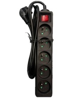 Listwa zasilająca Przedłużacz 1,5m Czarny 5 gniazd z wyłącznikiem