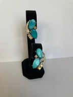 VINTAGE KLIPSY TURKUSOWE Z KRYSZTAŁKAMI LATA 50