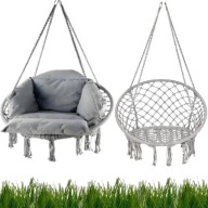 HUŚTAWKA HAMAK WISZĄCY BOCIANE GNIAZDO DO 150KG XXL KOLOR SZARY