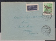 Koperta listu lotniczego z Oleśnicy Śląskiej do Szwajcarii