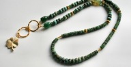 Długi naszyjnik z jaspisu aqua i agatu, z zawieszką
