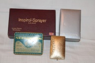 Stare pudełka Inspirol-Sprayer DRGM, Citizen i puszka Nephrisan