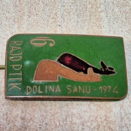 Odznaka PTTK 6 Rajd Górski 1974 Dolina Sanu Bieszczady