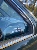 Naklejka na samochód Jak VAT to tylko 5% 2SZT! Białe 3,5x10cm BUDDA