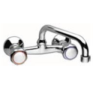 Bateria umywalkowa ścienna Ferro srebrny