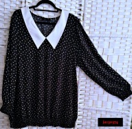 Zizzi - W BIAŁO-ŻÓŁTE PLAMKI NA CZARNYM TLE Z DUŻYM BIAŁYM KOŁNIERZEM ok 50