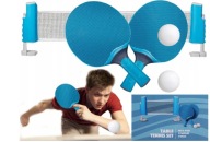 Zestaw do tenisa stołowego z paletkami i piłeczkami, siatka rozkładana