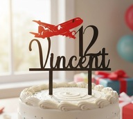 topper na tort dekoracja urodziny personalizacja SAMOLOT!!!