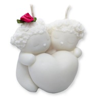 Świeca ZAPACHOWA Misie z Wiankami i Sercem SOJOWA Róża Walentynki