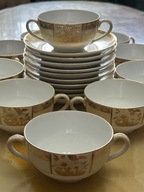 NORITAKE JAPAN PRZEDWOJENNA CIENKA PORCELANA BULIONÓWKI 10 KPL RARYTAS