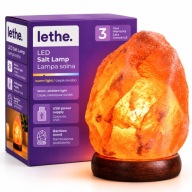 Lethe LED Salt Lamp naturalna lampa solna LED na bambusowej podstawie USB