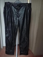 spodnie dżins 48 strecz proste ala eco skóra wysoki stan czarne