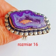Pierścionek Agat Druzy Geoda R 16