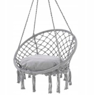 Fotel wiszący bocianie gniazdo BOHO hamak huśtawka szary balkon ogród