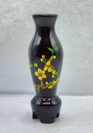 czarny wazon z BALSY lakowany z DREWNA w kwiaty