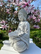 FIGURA BETONOWA OGRODOWA Budda z kwiatem, mała donica, doniczka 30 cm 7 kg