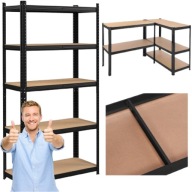 REGAŁ MAGAZYNOWY METALOWY WCISKANY GARAŻOWY MOCNY CZARNY 180x90x30cm 875kg