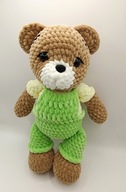 Miś w ogrodniczkach 28cm szydełko, GOTOWY DO WYSYŁKI