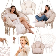 HUŚTAWKA OGRODOWA BOCIANIE GNIAZDO Z OPARCIEM WISZĄCA DUŻA XXL Z PODUSZKĄ