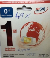 Ortel DE niemiecki Starter Karta SIM Card PrePaid + €0
