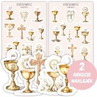 NAKLEJKI KOMUNIJNE DO KSIĘGI GOŚCI PIERWSZA KOMUNIA ŚWIĘTA SAMOPRZYLEPNE