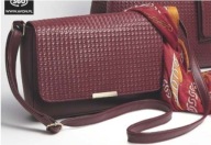 BORDOWA TOREBKA Z PLECIONKĄ BURGUND AVON
