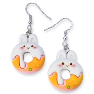 Kolczyki DONUTY Pączki Króliczki Króliki Białe Żywiczne PREZENT Słodkie