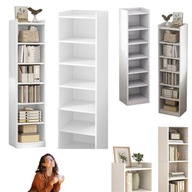 BIALY REGAL STOJACY NA KSIAZKI POLKI WYSOKI WASKI SLUPEK SZAFA DREWNIANY