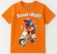 Koszulka dziecięca pomarańczowy Skuter piłka 110 wiek 4-5 lat nadruk APN