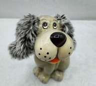 Psiaczek z ceramik z cudnymi uszami z futerka PIES na PREZENT