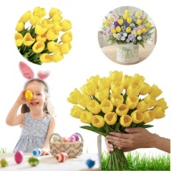 TULIPANY SZTUCZNE KWIATY BUKIET KWIATÓW WIELKANOC KOSZYCZEK STROIK ŻÓŁTE 10