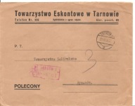 TARNÓW -RYMANÓW -koperta firmowa TOWARZYSTWO ESKONTOWE -obieg 1938 rok erka