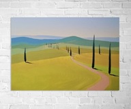 Obraz na płótnie ręcznie malowany akrylami Toskańska droga pejzaż 40x60