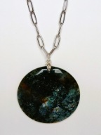 Naszyjnik z zawieszką wisiorek kamień naturalny agat mszysty długi łańcuch