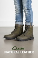 Clarks Heath Chard botki trzewiki sznurowane oliwkowe skórzane rozm. 31