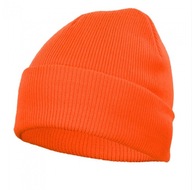 Czapka zimowa dziana akrylowa dwuwarstwowa wywijana pomarańczowa UNISEX