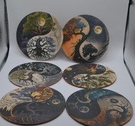 Drewniane podkładki pod kubki Yin Yang – zestaw 6 szt.(5)