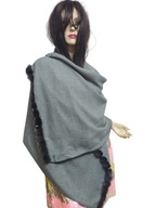 gino rossi duży szal obszyty futrem norki obniżka