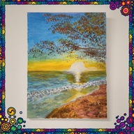 Obraz Zachód nad brzegiem morza