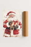 Plakat bez ramy 50x70cm Śmiech Mikołaja święta zima Boże Narodzenie art