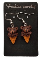 KOLCZYKI Z MODELINY SŁODKI MIŚ LODZIK MISIOWE LODY