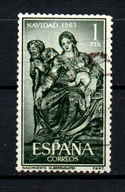 Znaczek Hiszpania 1Pta BOŻE NARODZENIE 1963r