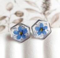 Kolczyki sztyfty z niezapominajką, stal chirurgiczna, prezent dla koleżanki