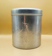 PUSZKA kot Vintage aluminiowa puszka z KOTKIEM 18c