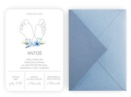 Zaproszenia na chrzest święty minimalistyczne stópki DLA CHŁOPCA