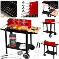 PRZENOŚNY PROSTOKĄTNY GRILL WĘGLOWY Z REGULOWANYM RUSZTEM + AKCESORIA