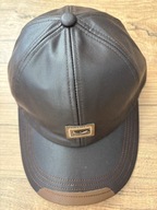 Czapka z daszkiem męska brązowa skóra ekologiczna