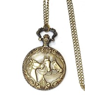 Zegarek kieszonkowy busola na łańcuszku sikor z dewizką - konie jeździectwo